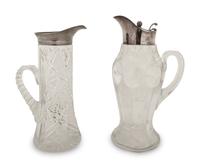Two American Cut-Glass and Silver-Plate Pitchers