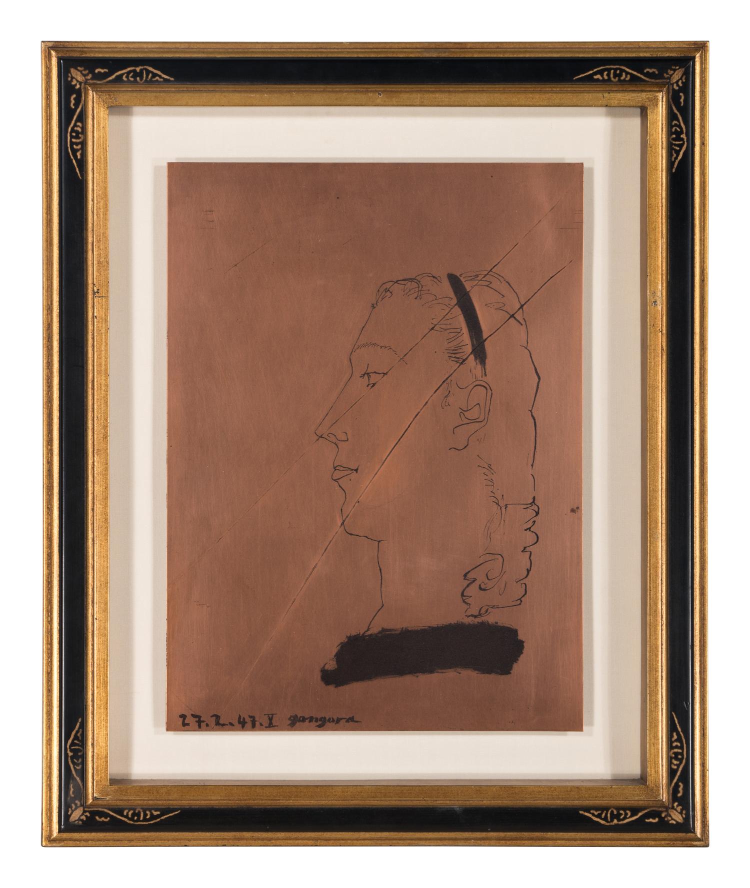 Original Copper Plate fo r Femme Blonde de Profil (from Vingt Poèmes de Góngora ), 1947
