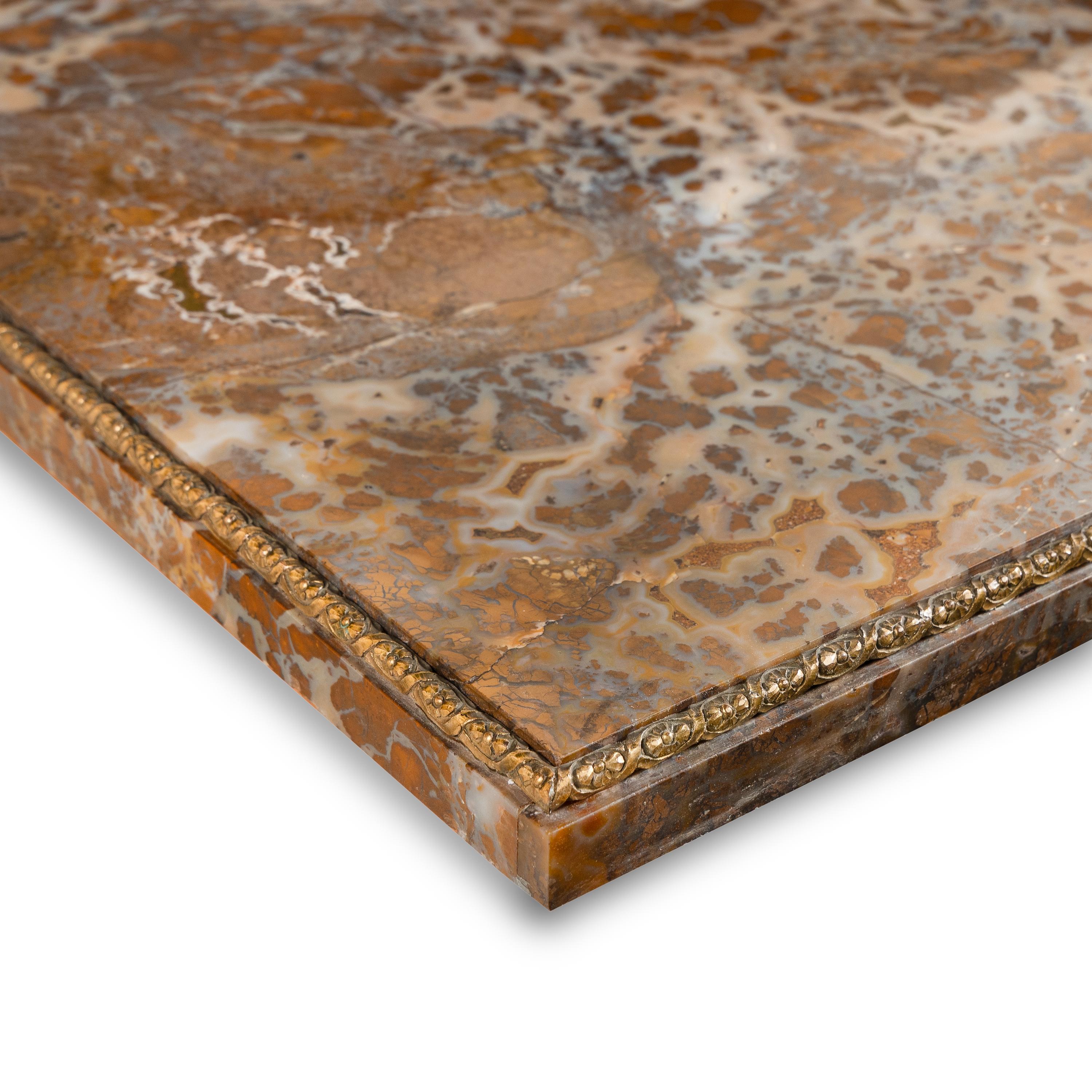 An Italian Gilt Bronze Mounted Sicilian Yellow Jasper Table Top