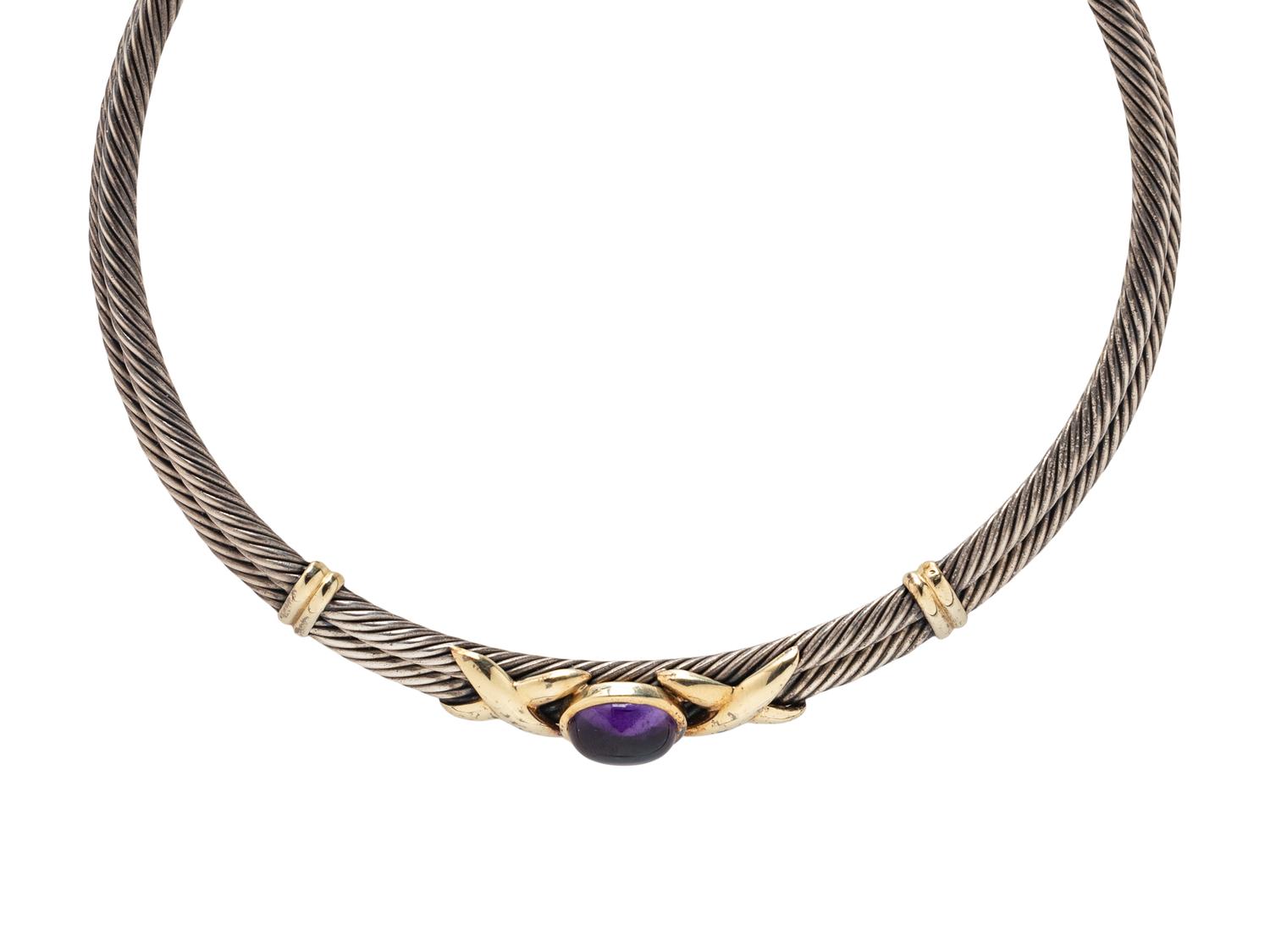 DAVID YURMAN, STERLING SILVER, YELLOW GOLD, AND AMETHYST CHOKER NECKLACE