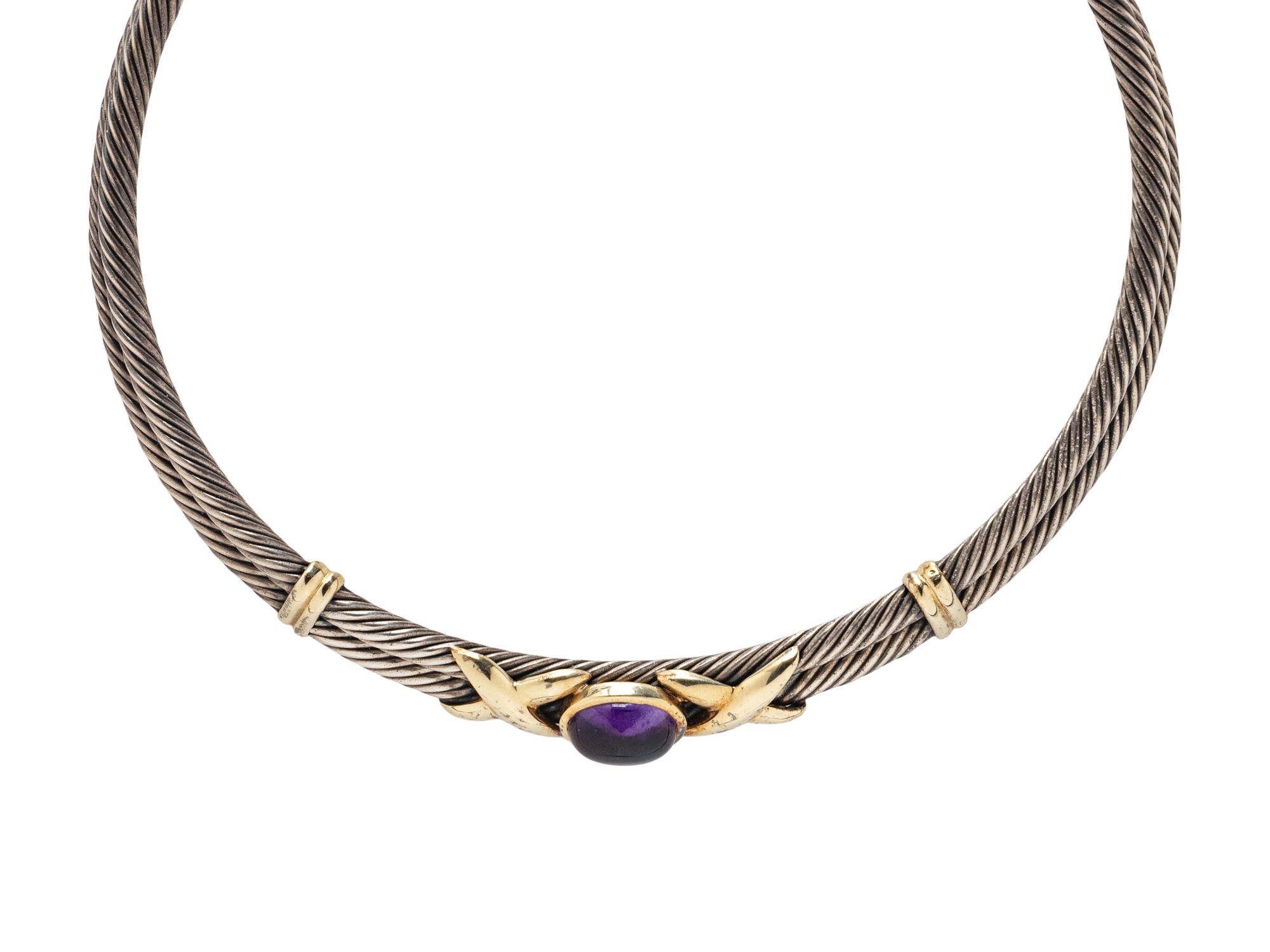 DAVID YURMAN, STERLING SILVER, YELLOW GOLD, AND AMETHYST CHOKER NECKLACE