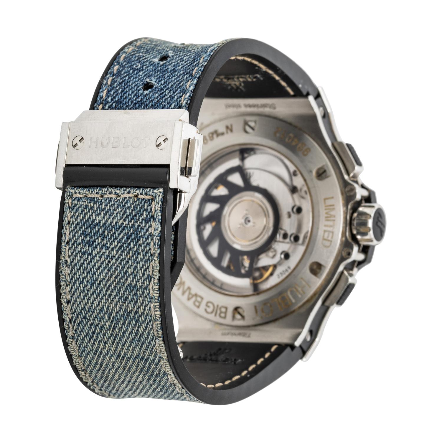 HUBLOT, 'BIG BANG' LIMITED EDITION 'JEANS' CHRONOGRAPH WATCH WITH DATE AND DIAMONDS