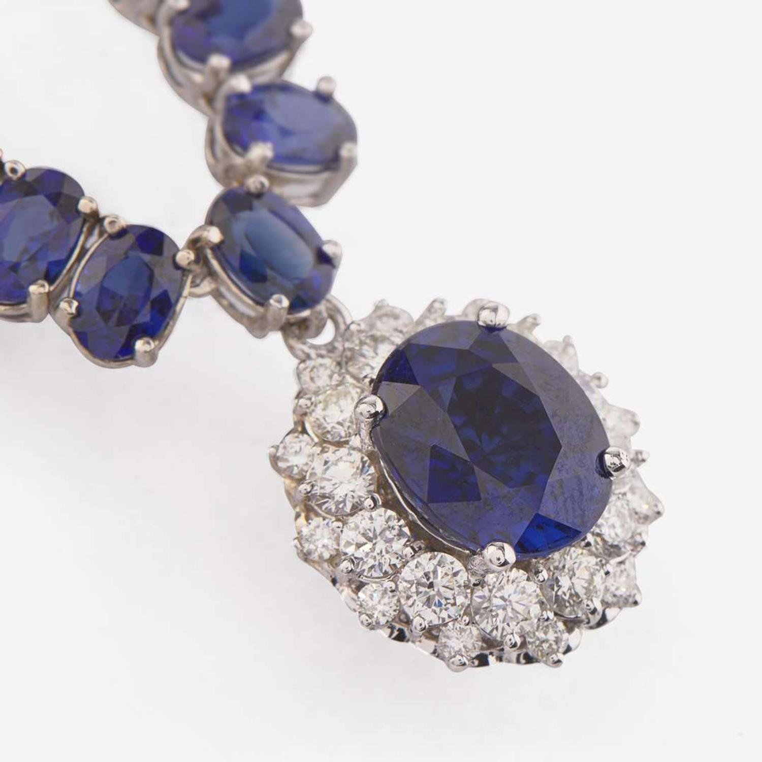 A 14K Sapphire and Diamond Necklace