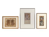 Three Framed Persian Illuminated Pictorial Manuscripts