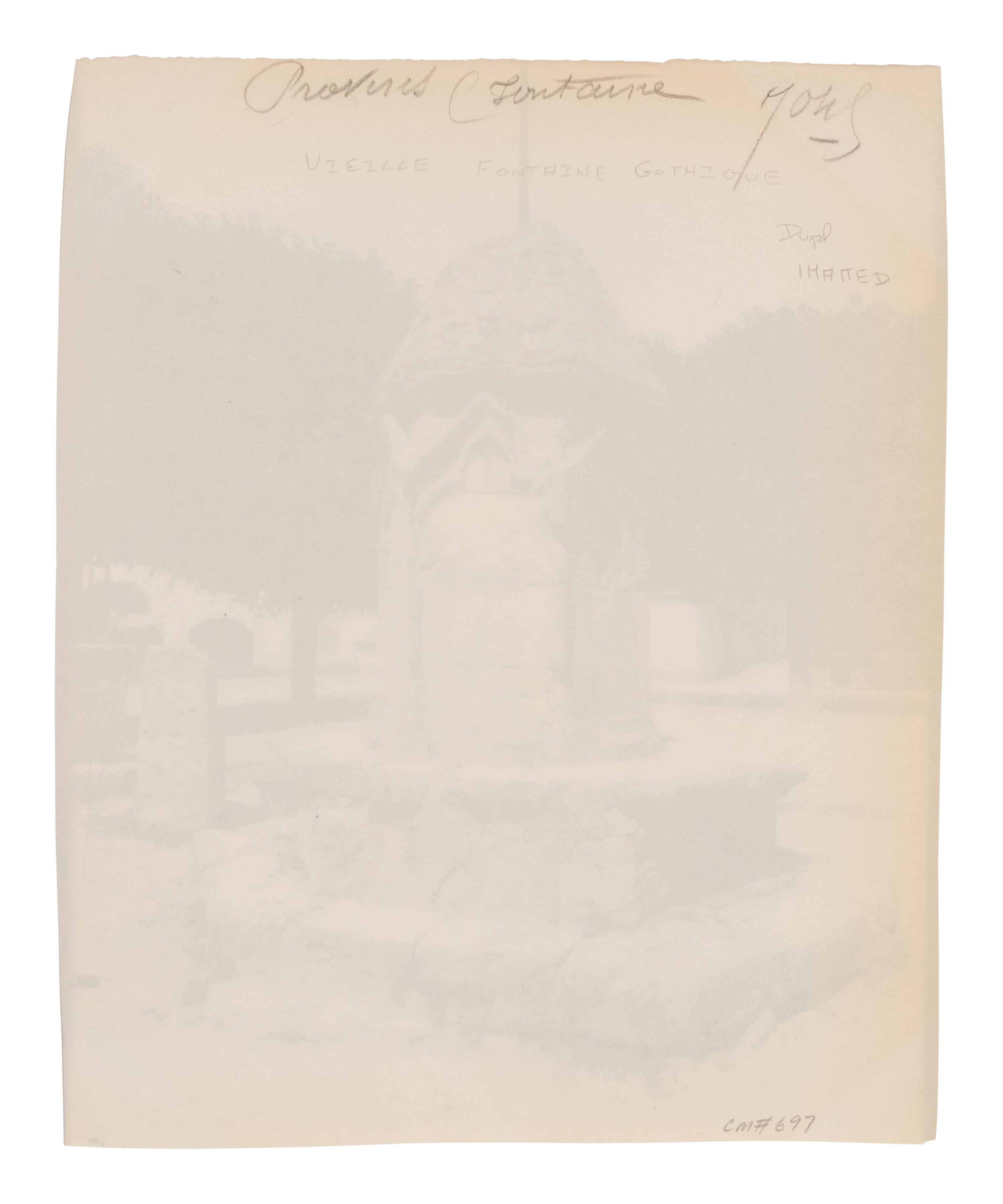 A pair of photographs depicting fountains ( Nantes - fontaine et Mairie, 1907; Provins ([vielle] fontaine [gothique]) , 1923)