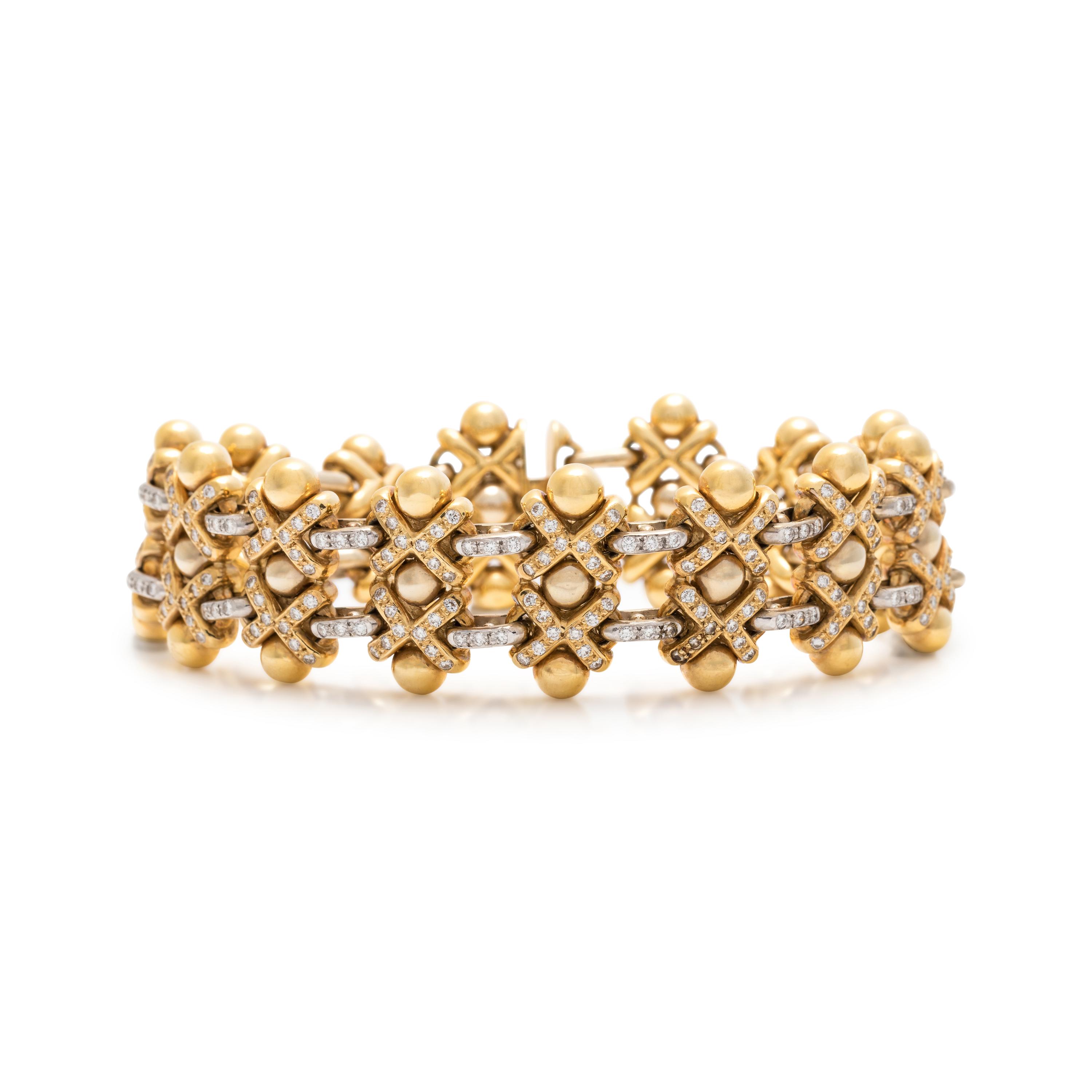 ROBERTO COIN, BICOLOR GOLD AND DIAMOND BRACELET