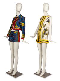 Hermès Silk Ensemble and Top with Matching Silk Scarf, 1960s