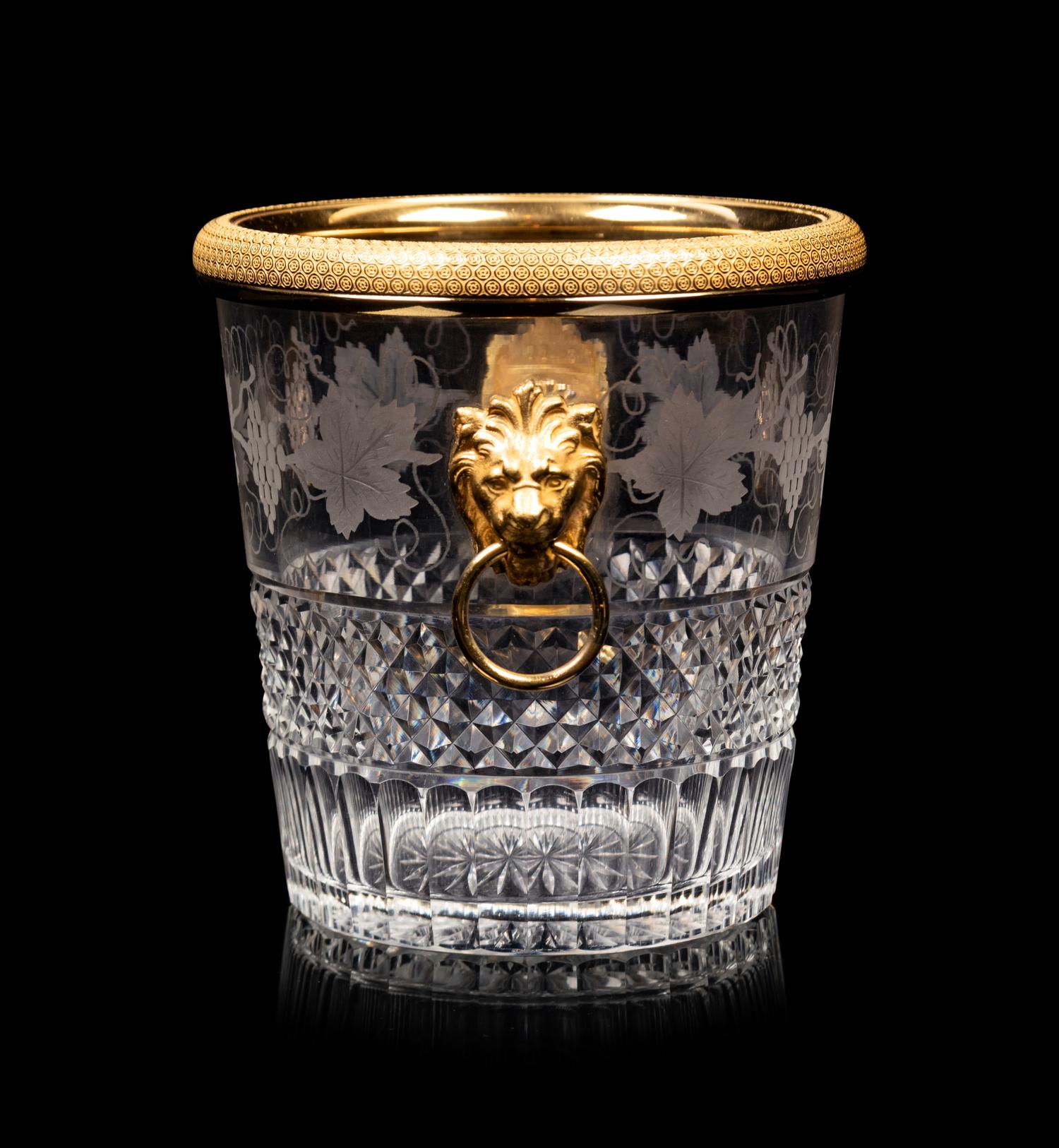 A Gilt Metal Mounted Cut Glass Ice Bucket