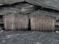 Pair of Stamped Silver and Turquoise Hair Combs/Barretes