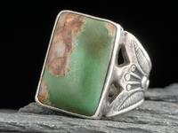 Navajo Stamped Ingot and Turquoise Ring