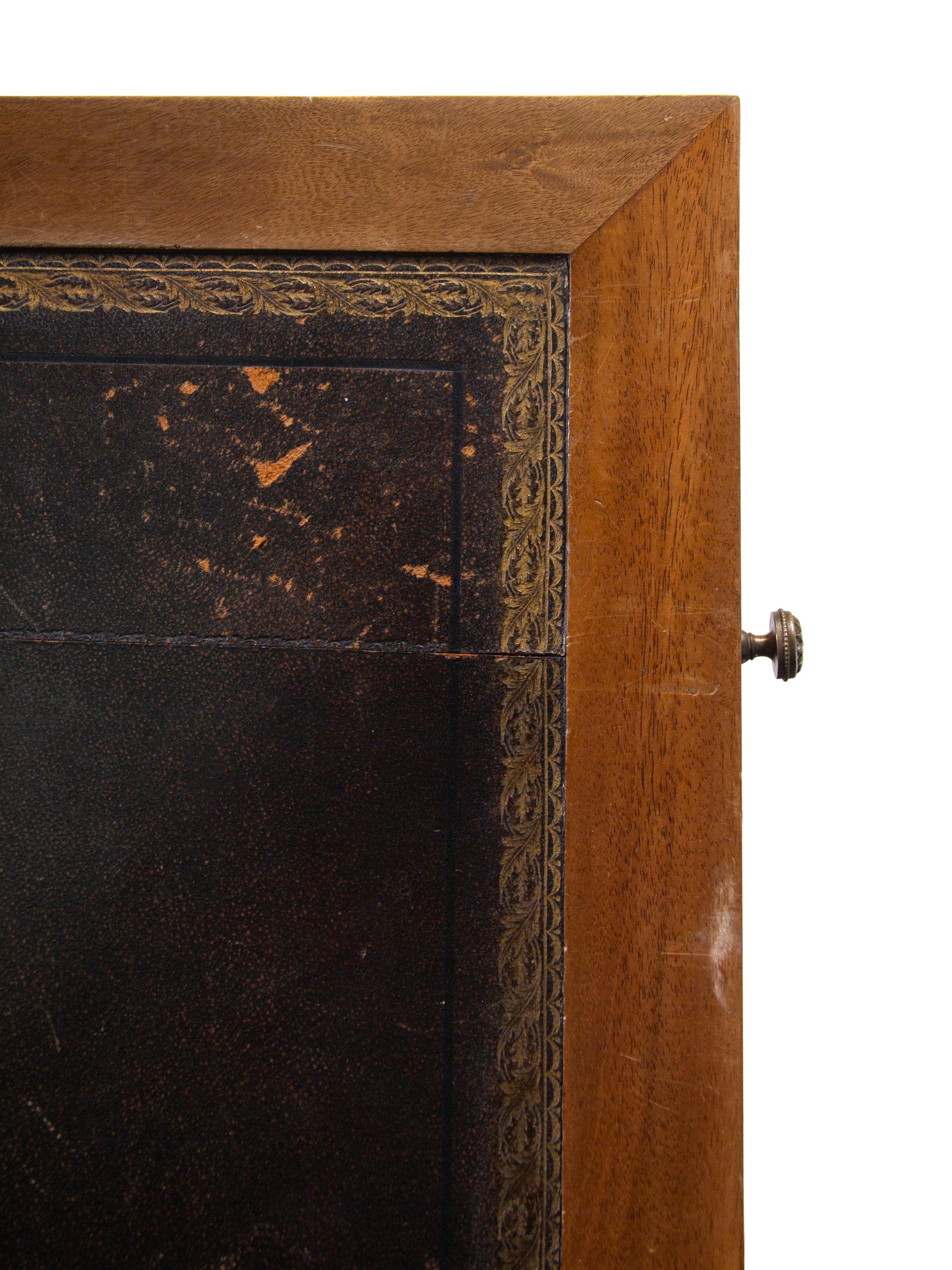 A Louis XVI Style Brass Mounted Walnut Bureau Plat
