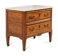 A French Provincial Fruitwood Marble-Top Bureau