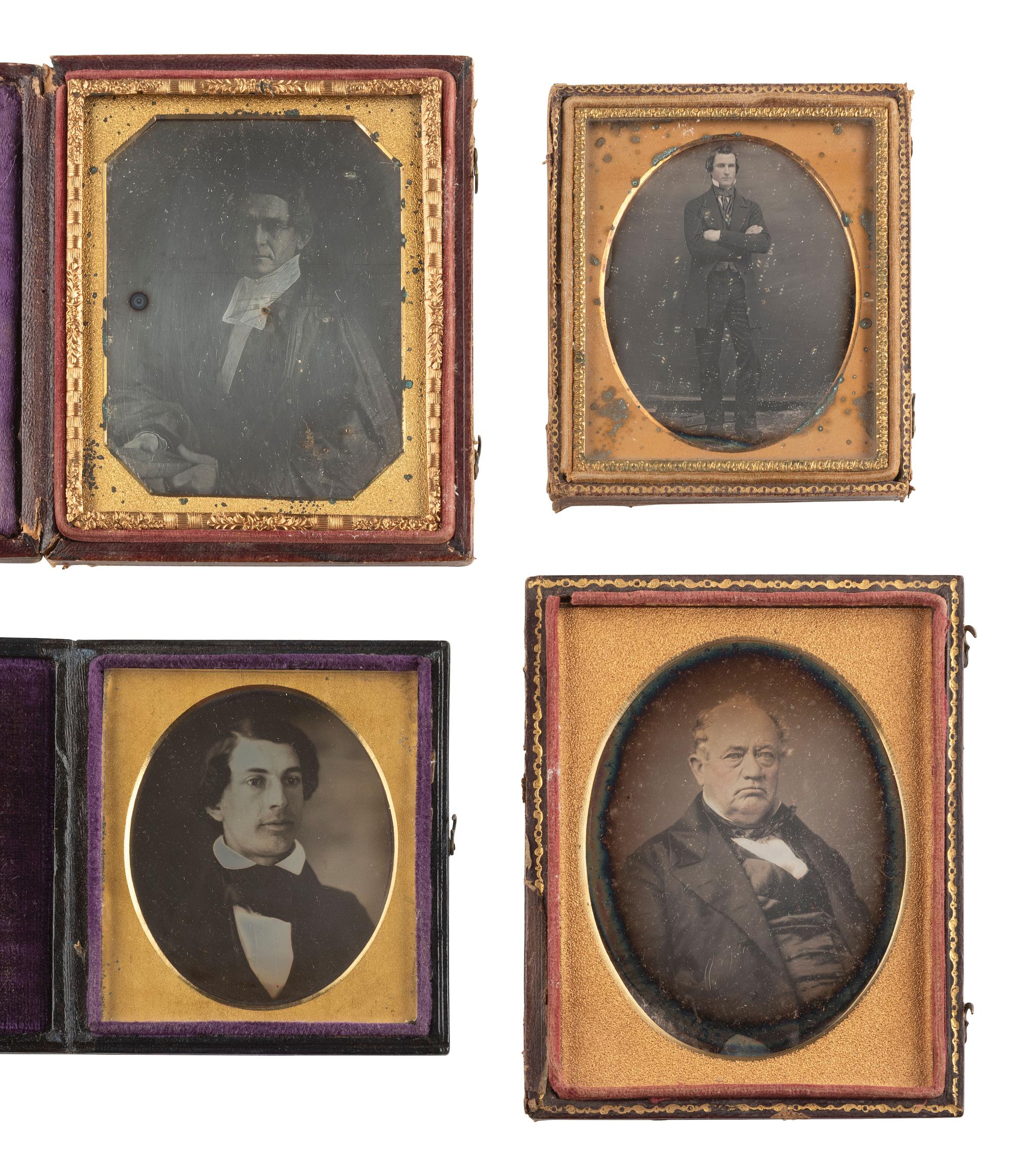 [EARLY PHOTOG.] 30 daguerreotypes of men of varying ages incl. half plate portrait of a painting.