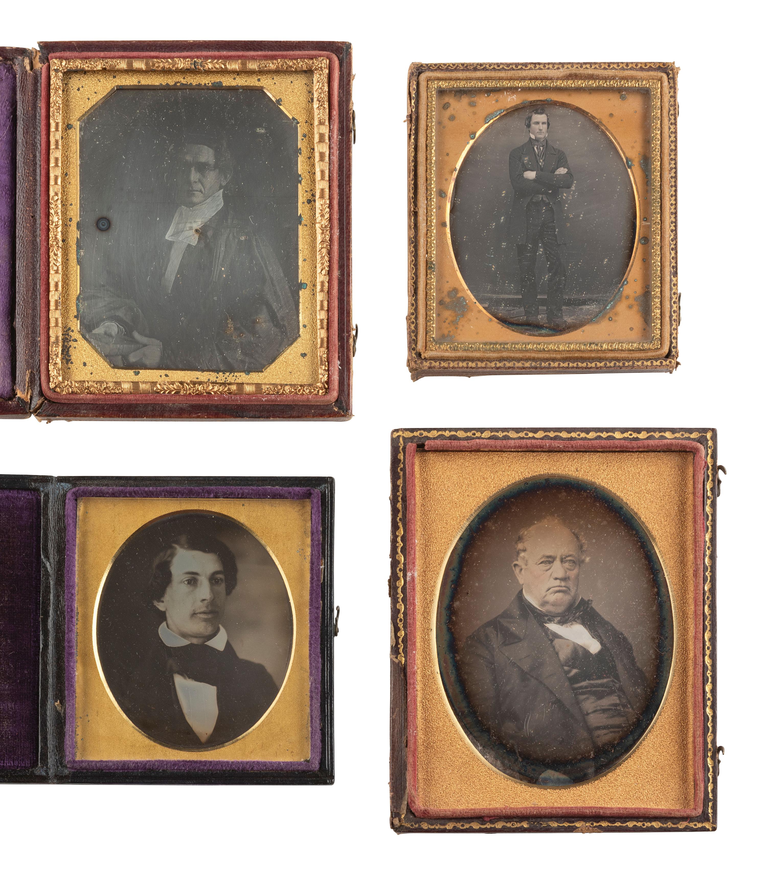 [EARLY PHOTOG.] 30 daguerreotypes of men of varying ages incl. half plate portrait of a painting.
