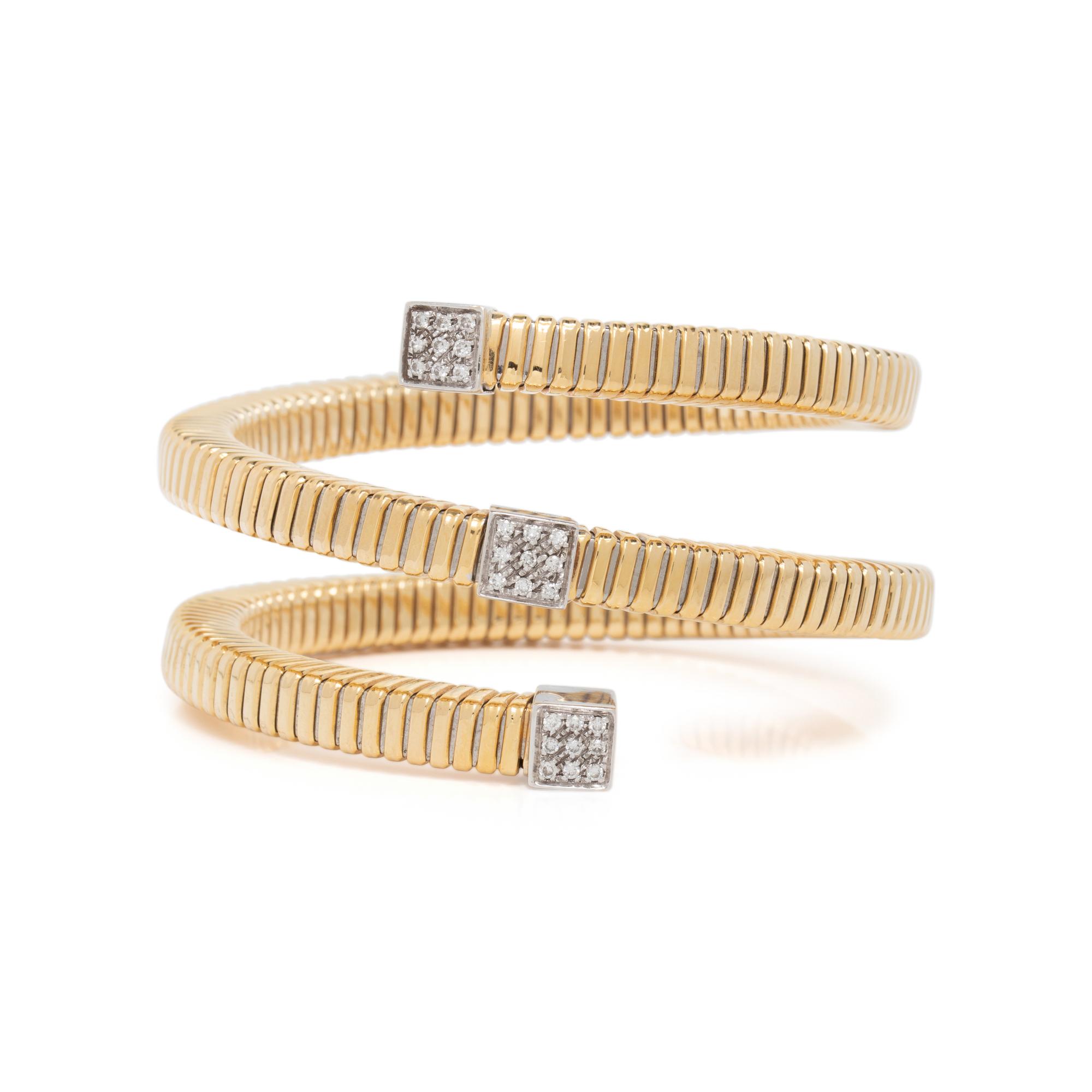 BICOLOR GOLD AND DIAMOND COIL BRACELET