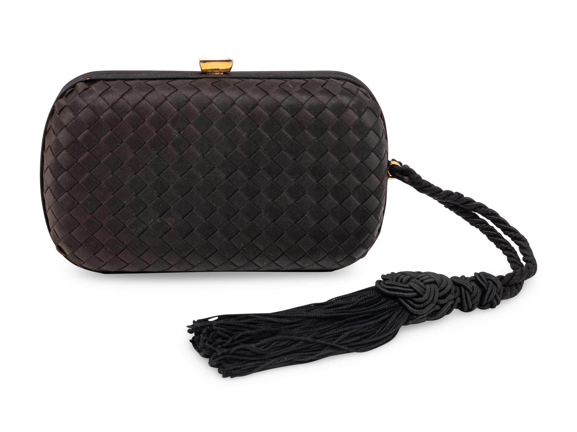 Bottega Veneta, Black Woven Ribbon Clutch