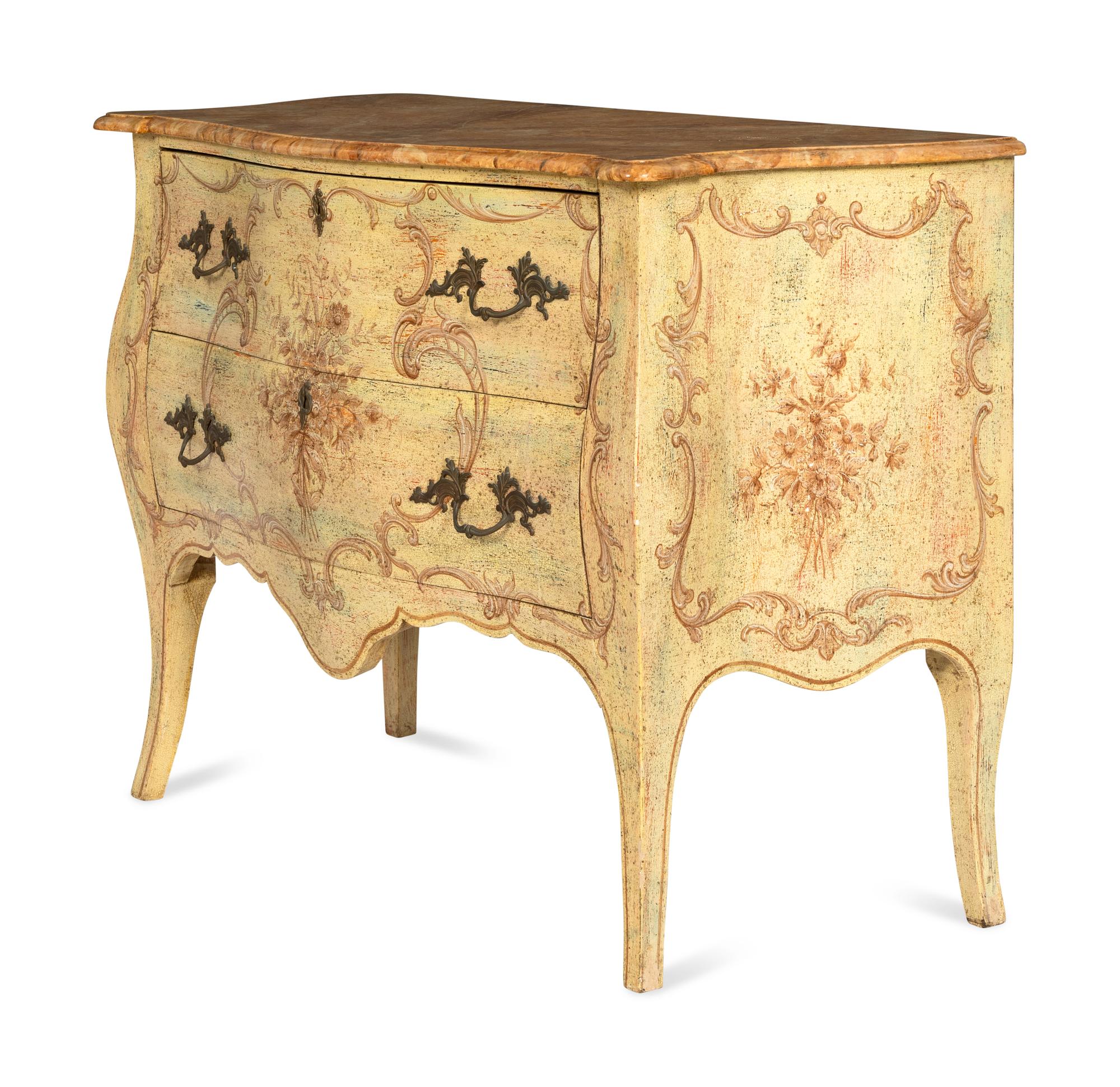 An Italian Polychrome Decorated Commode