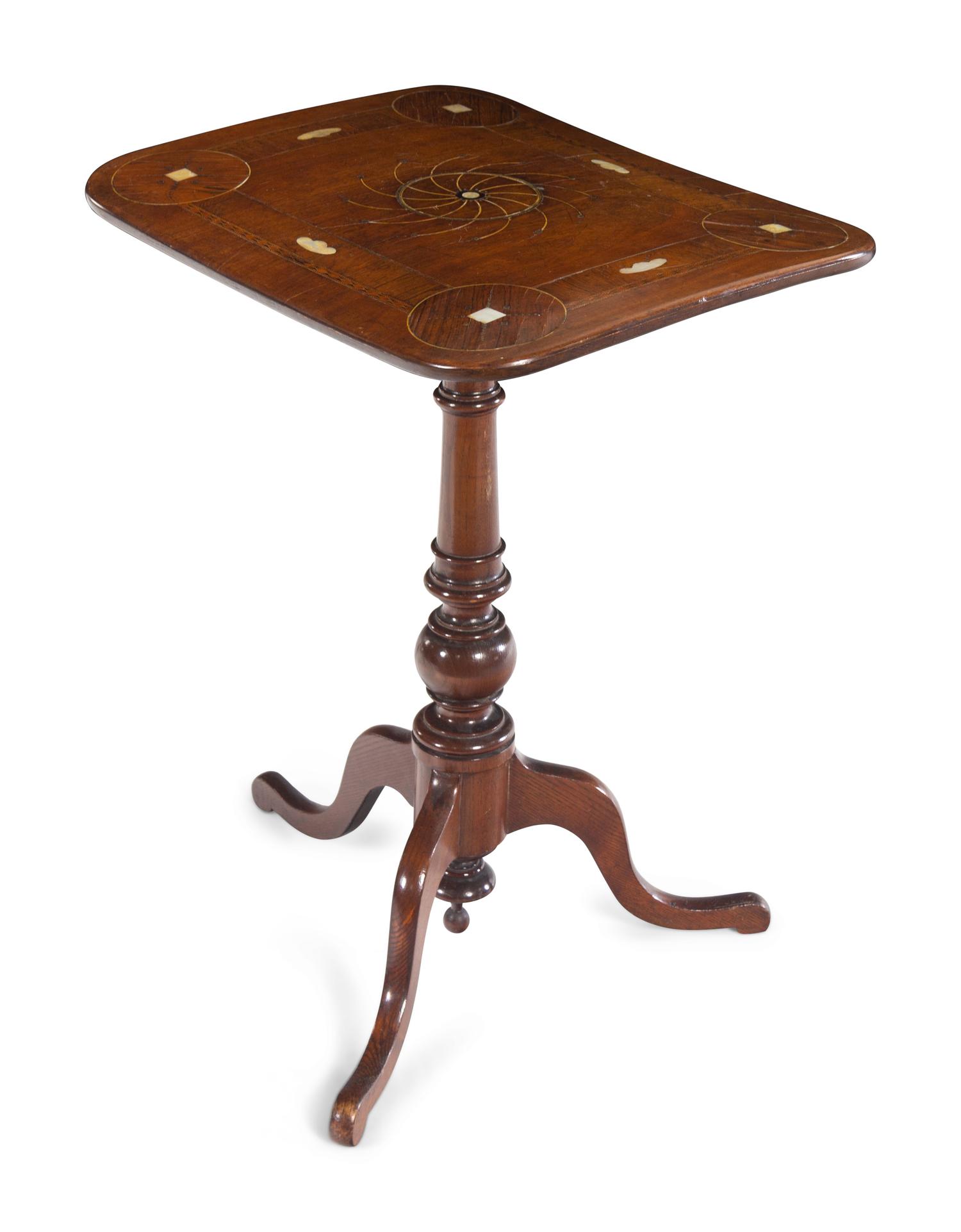 A French Walnut and Mother-of-Pearl Inlaid Marquetry Side Table