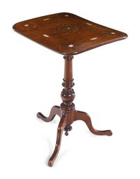 A French Walnut and Mother-of-Pearl Inlaid Marquetry Side Table