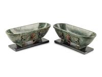 A Pair of Grand Tour Style Marble Sarcophagi