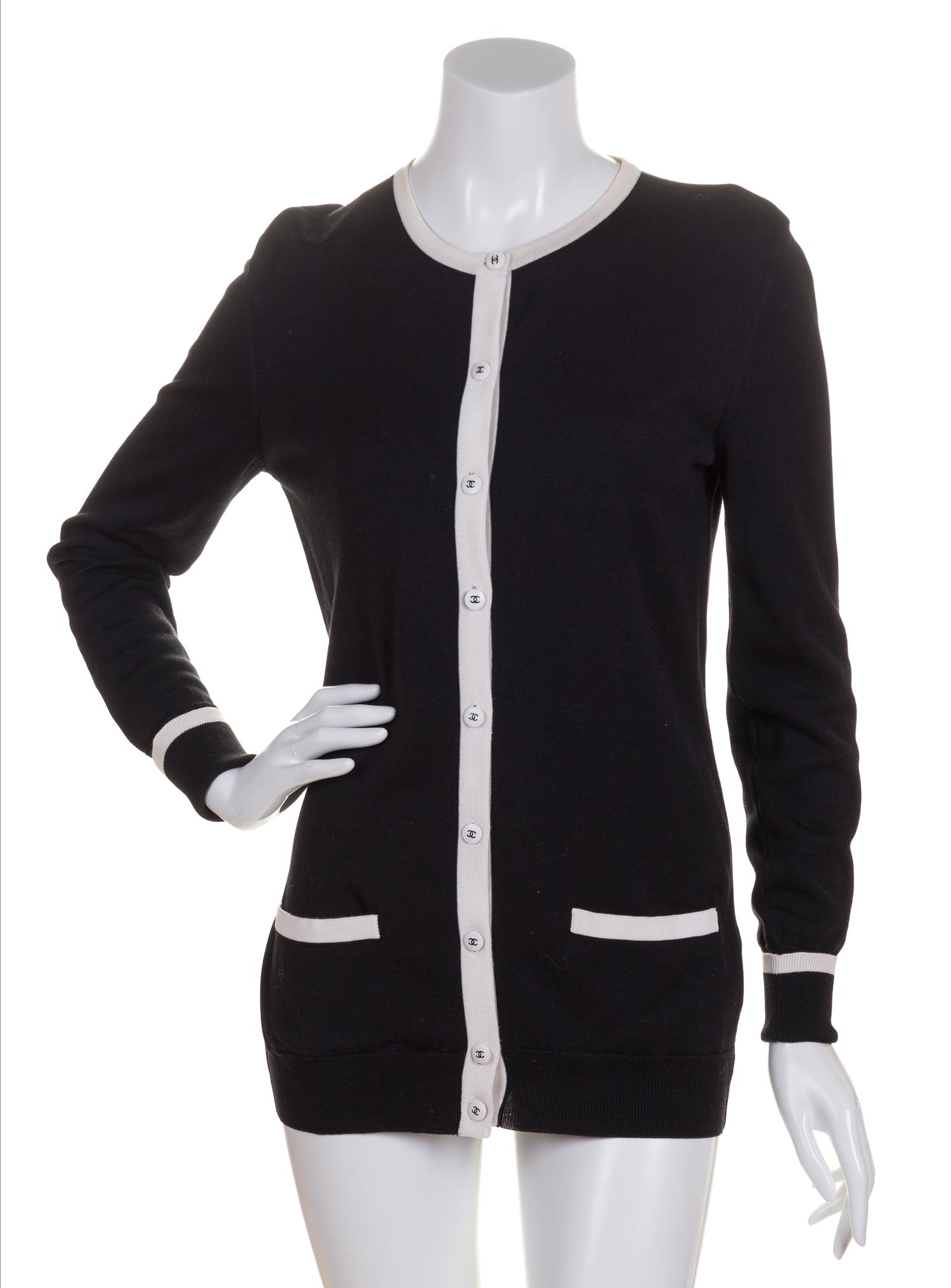 A Chanel Black Cotton Twin Set, Size 40.