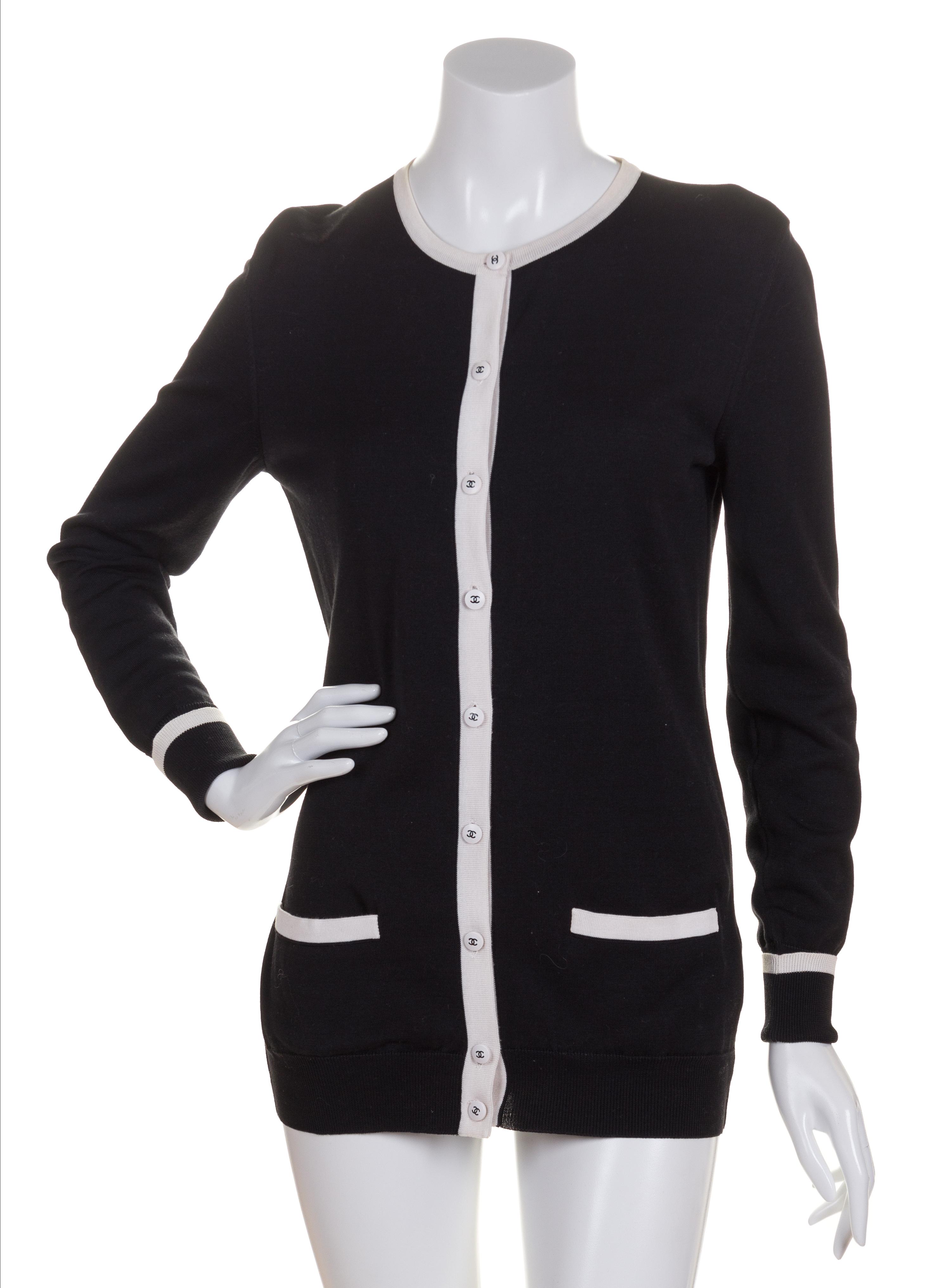 A Chanel Black Cotton Twin Set, Size 40.