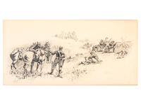 [CIVIL WAR]. TABER, I. Walter (ca 1857-1933), artist. Buford's cavalry opposing the Confederate advance upon Gettysburg . 1861.