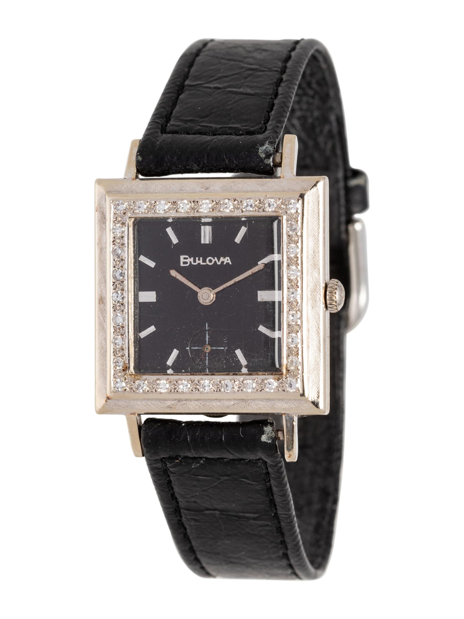BULOVA, 14K WHITE GOLD AND DIAMOND WRISTWATCH