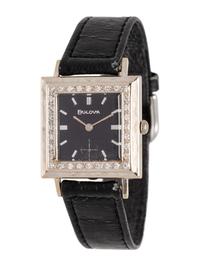 BULOVA, 14K WHITE GOLD AND DIAMOND WRISTWATCH