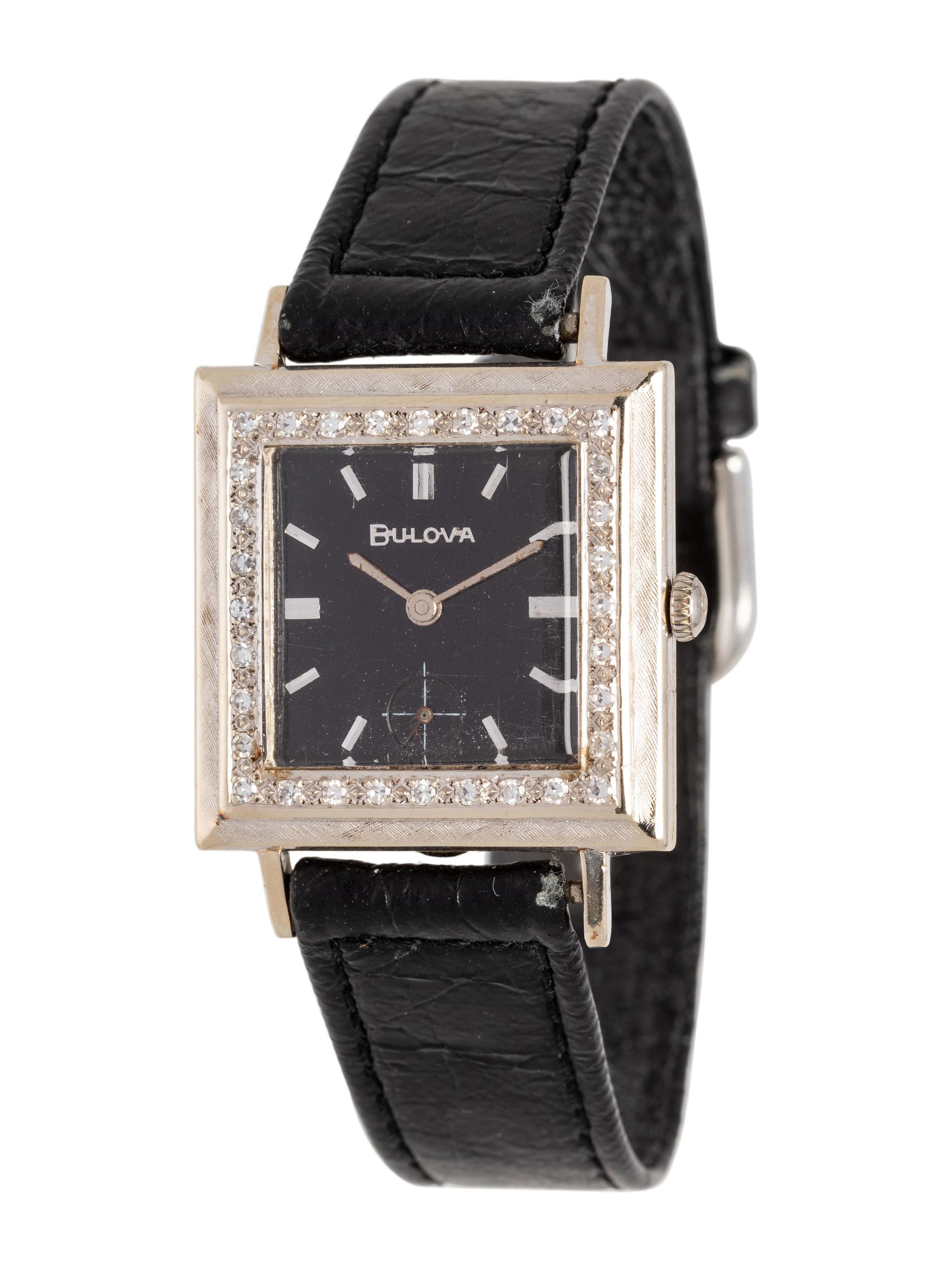 BULOVA, 14K WHITE GOLD AND DIAMOND WRISTWATCH