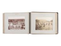 [WESTERN AMERICANA - NEW MEXICO]. Album containing photographs of cowboys and cattle in Colfax County, New Mexico, incl. views of the Urraca Ranch. Ca 1885-1895.