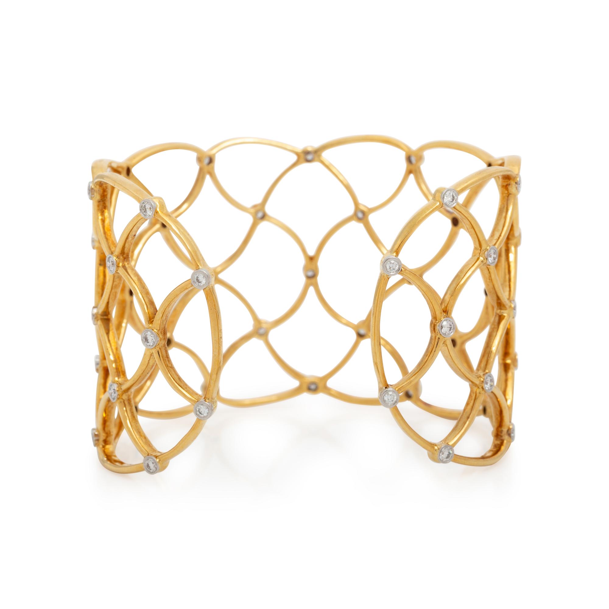 YELLOW GOLD AND DIAMOND CUFF BRACELET