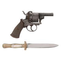 Shortened Double Action Belgian Pinfire Revolver in Box with Accessories