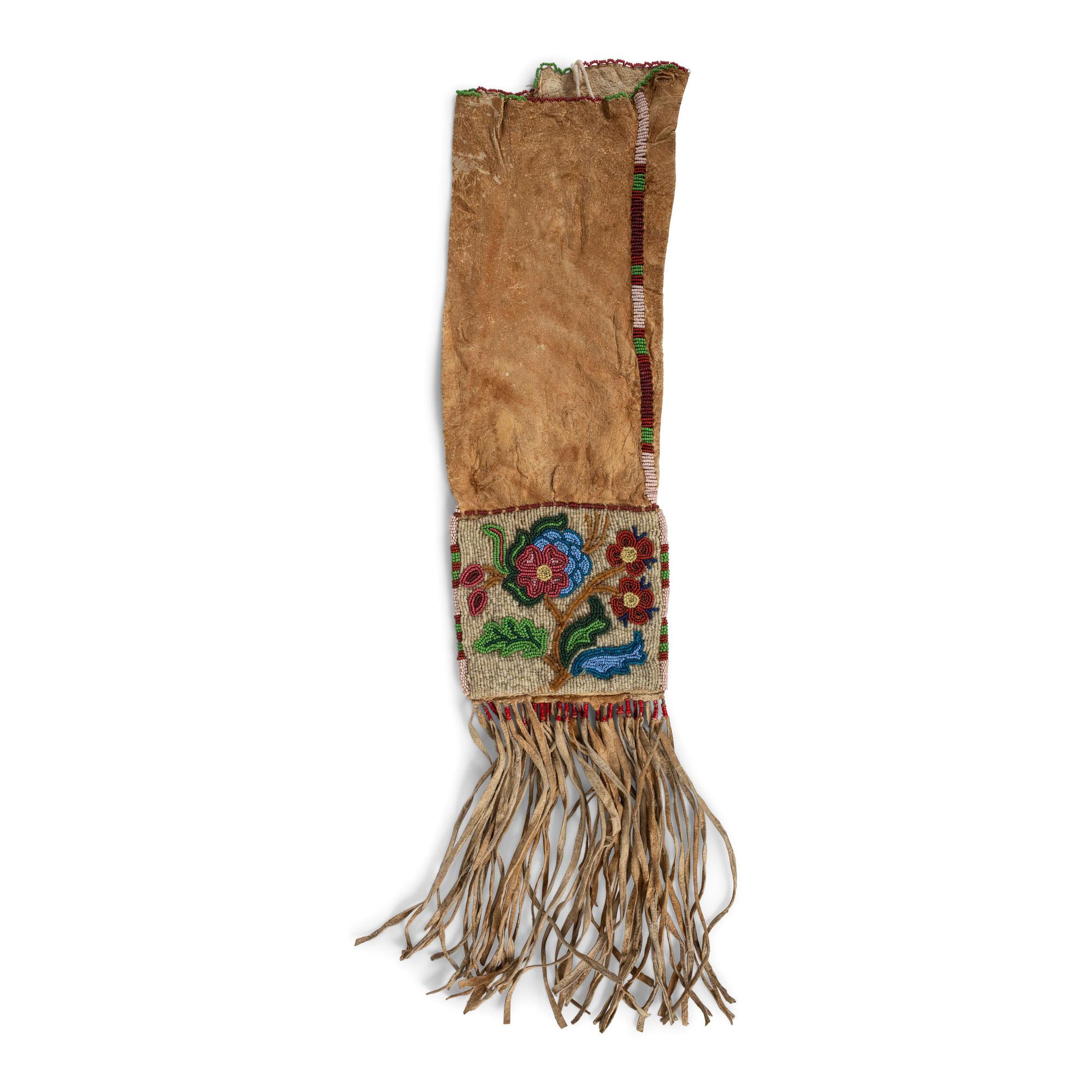 Anishinaabe Beaded Hide Tobacco Bag