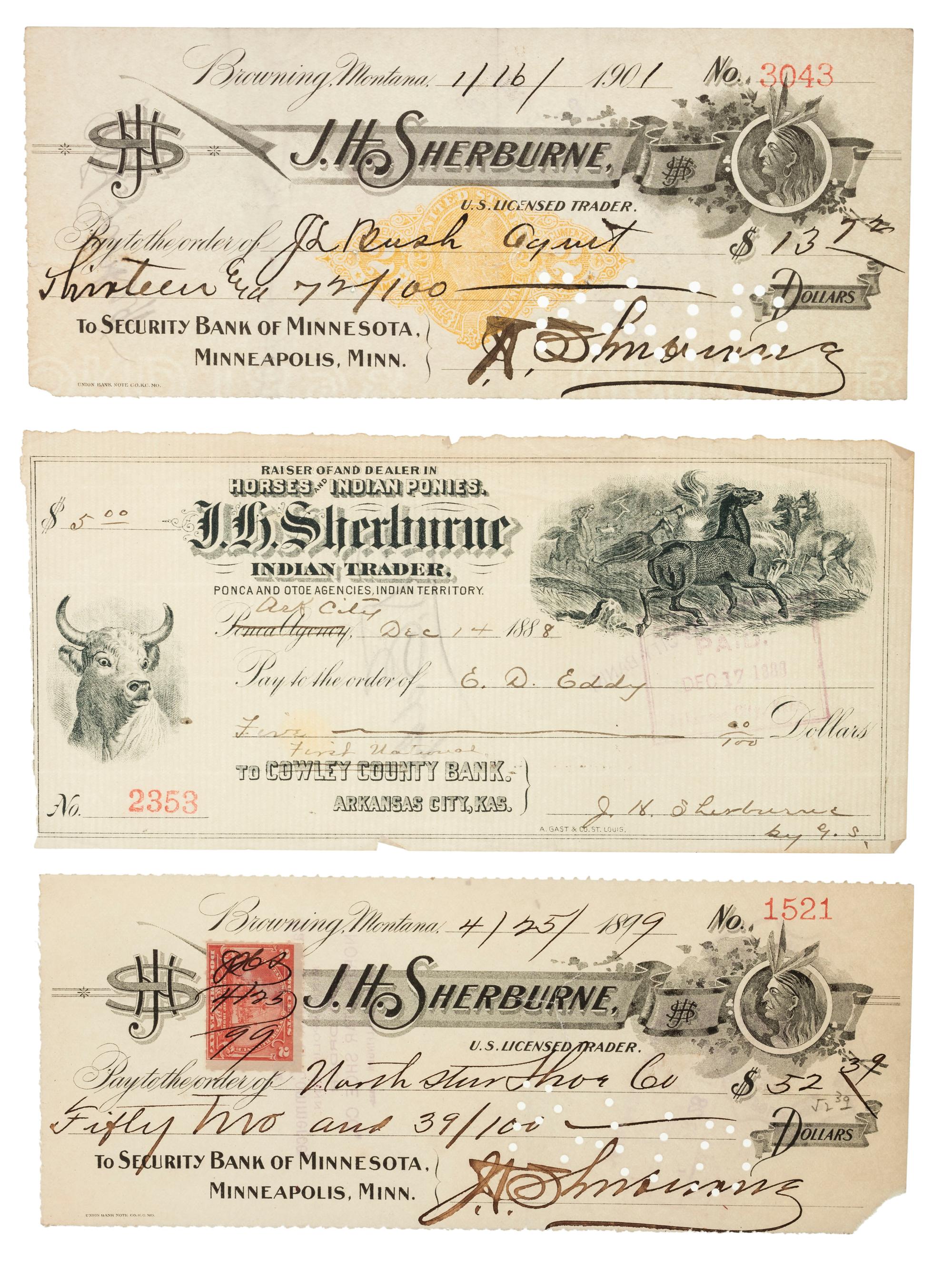 [NATIVE AMERICANS]. Numismatics and philately, including stamps and engraving of $5 bill.