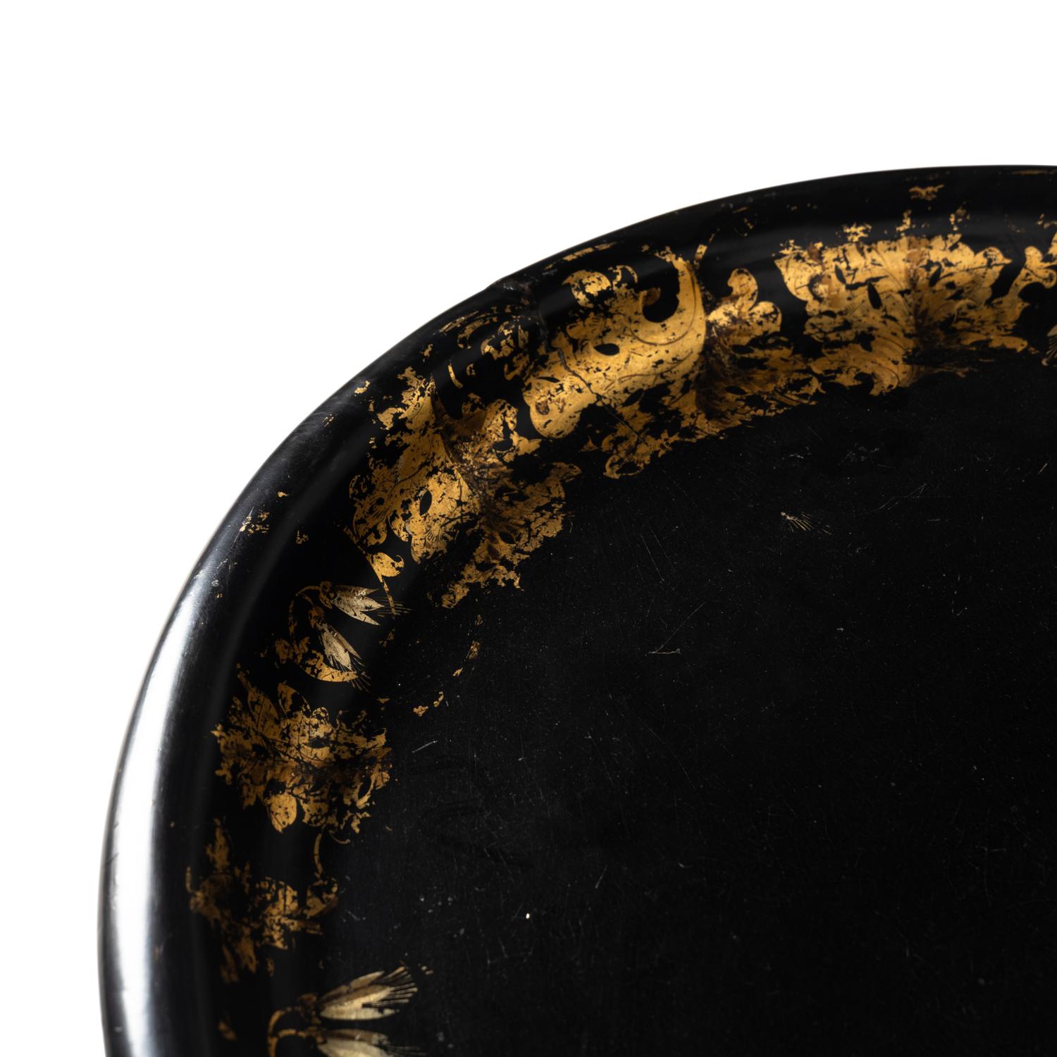An English Gilt Decorated Papier Mache Tray Table