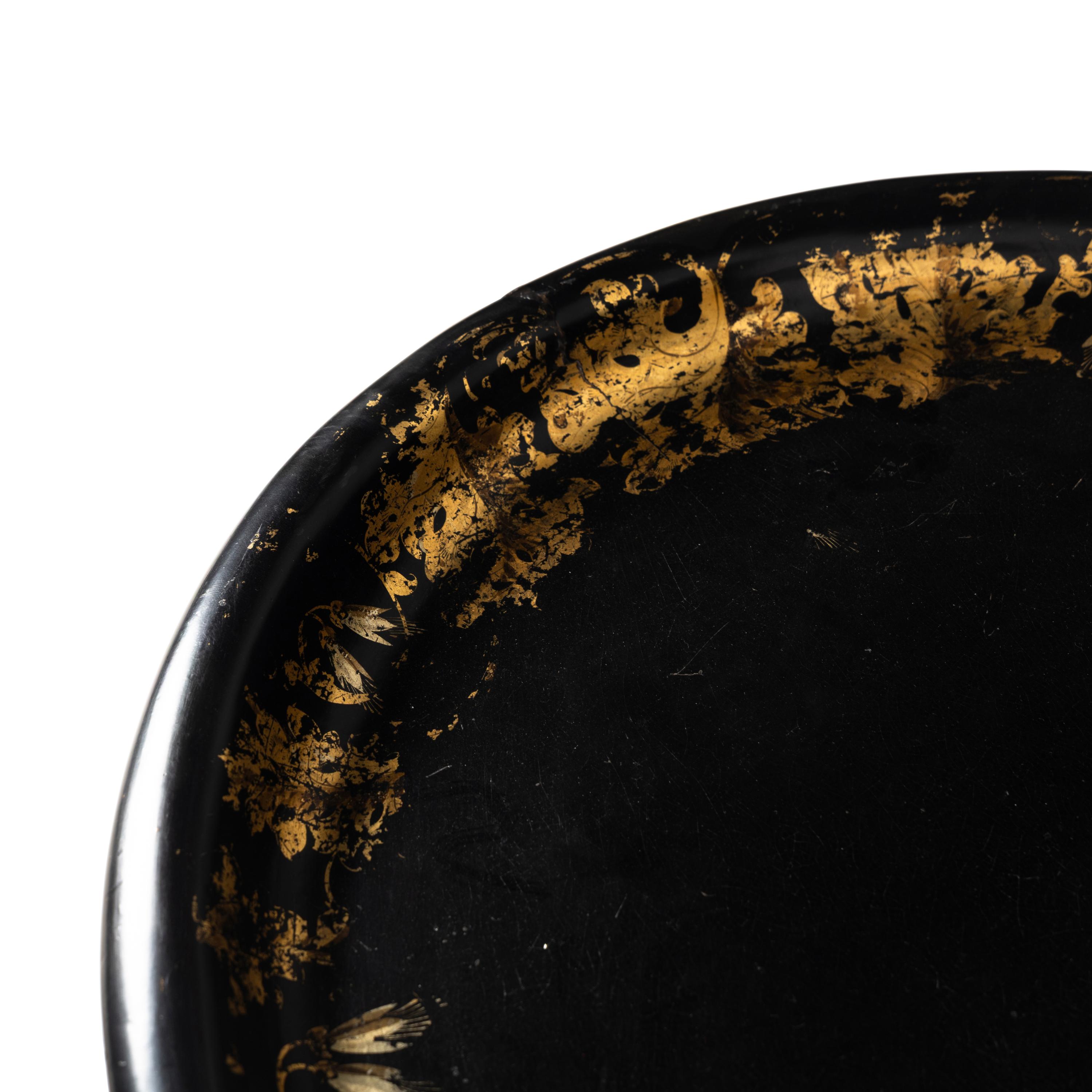 An English Gilt Decorated Papier Mache Tray Table