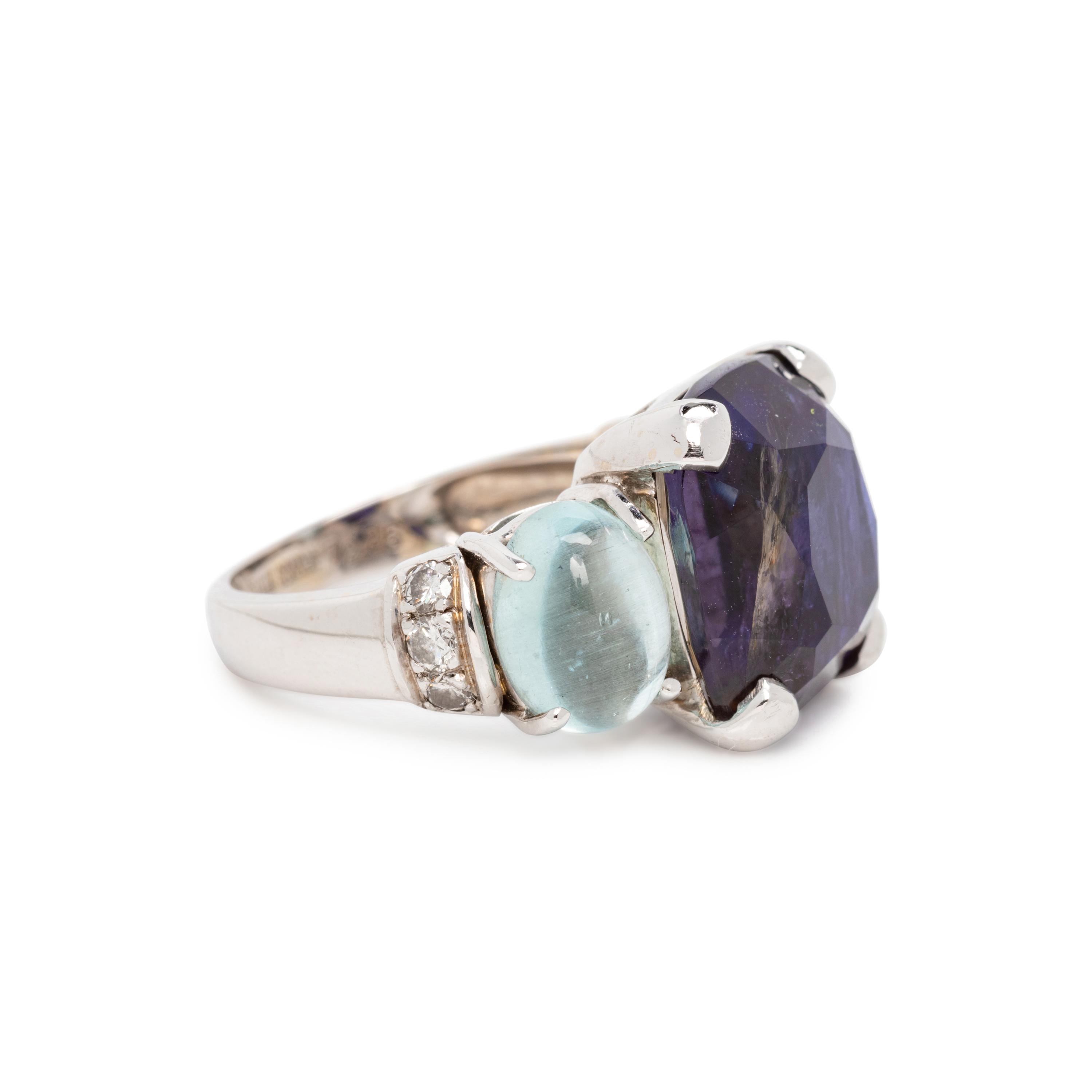 SEAMAN SCHEPPS, IOLITE, AQUAMARINE AND DIAMOND RING