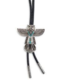 Navajo Sterling Silver and Turquoise Katsina Bolo Tie