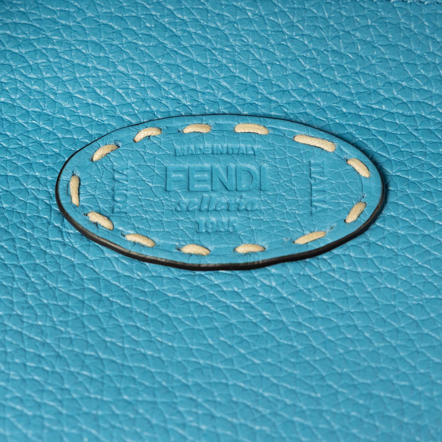 Fendi, Blue Leather Medium Peekaboo Bag