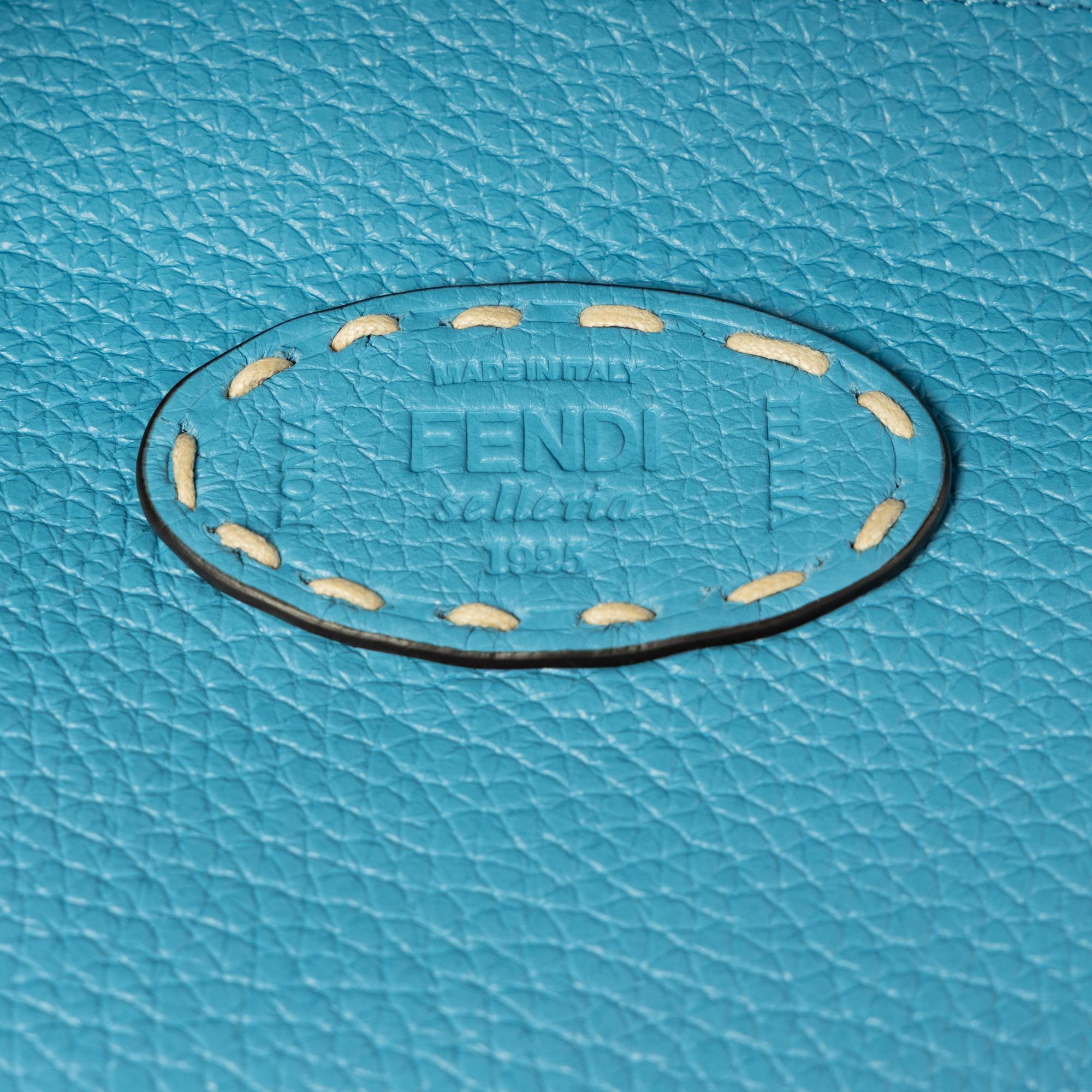 Fendi, Blue Leather Medium Peekaboo Bag