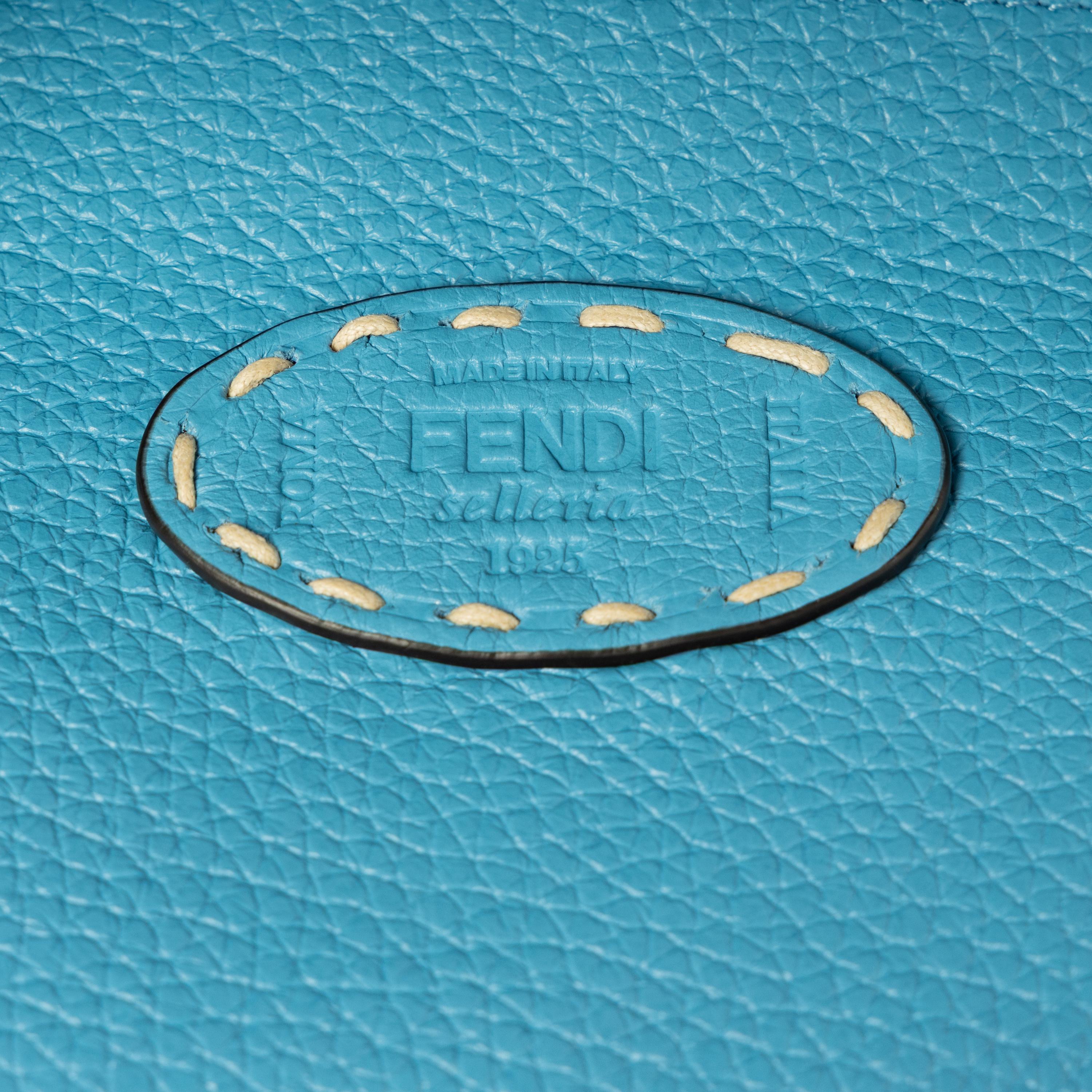 Fendi, Blue Leather Medium Peekaboo Bag