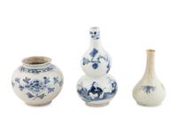Three Chinese and Korean Blue and White Porcelain Vases