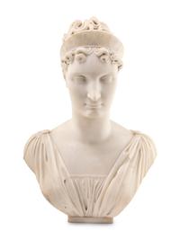 A French Carved Marble Bust of Elisa Bonaparte