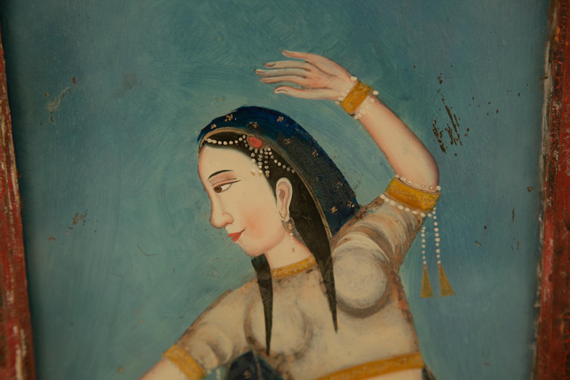 A Pair of Indian Reverse Paintings on Glass