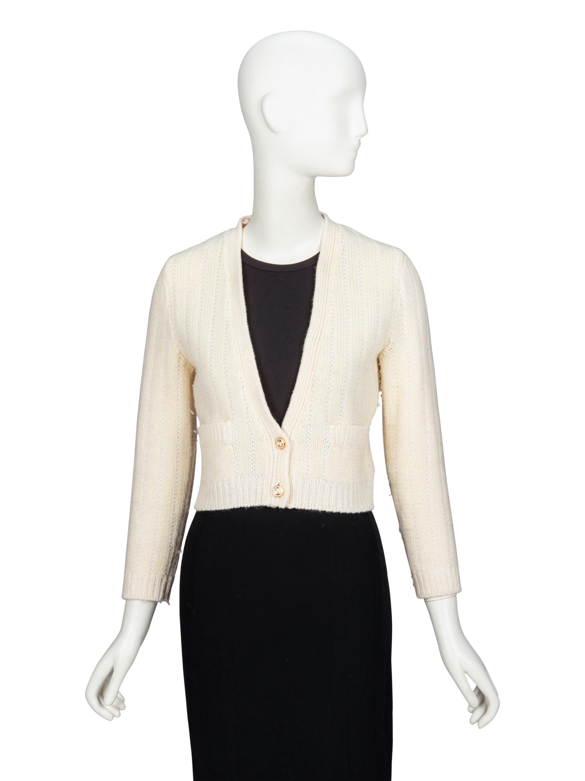 GUCCI, FAUX FUR-COLLAR CROPPED CARDGIAN