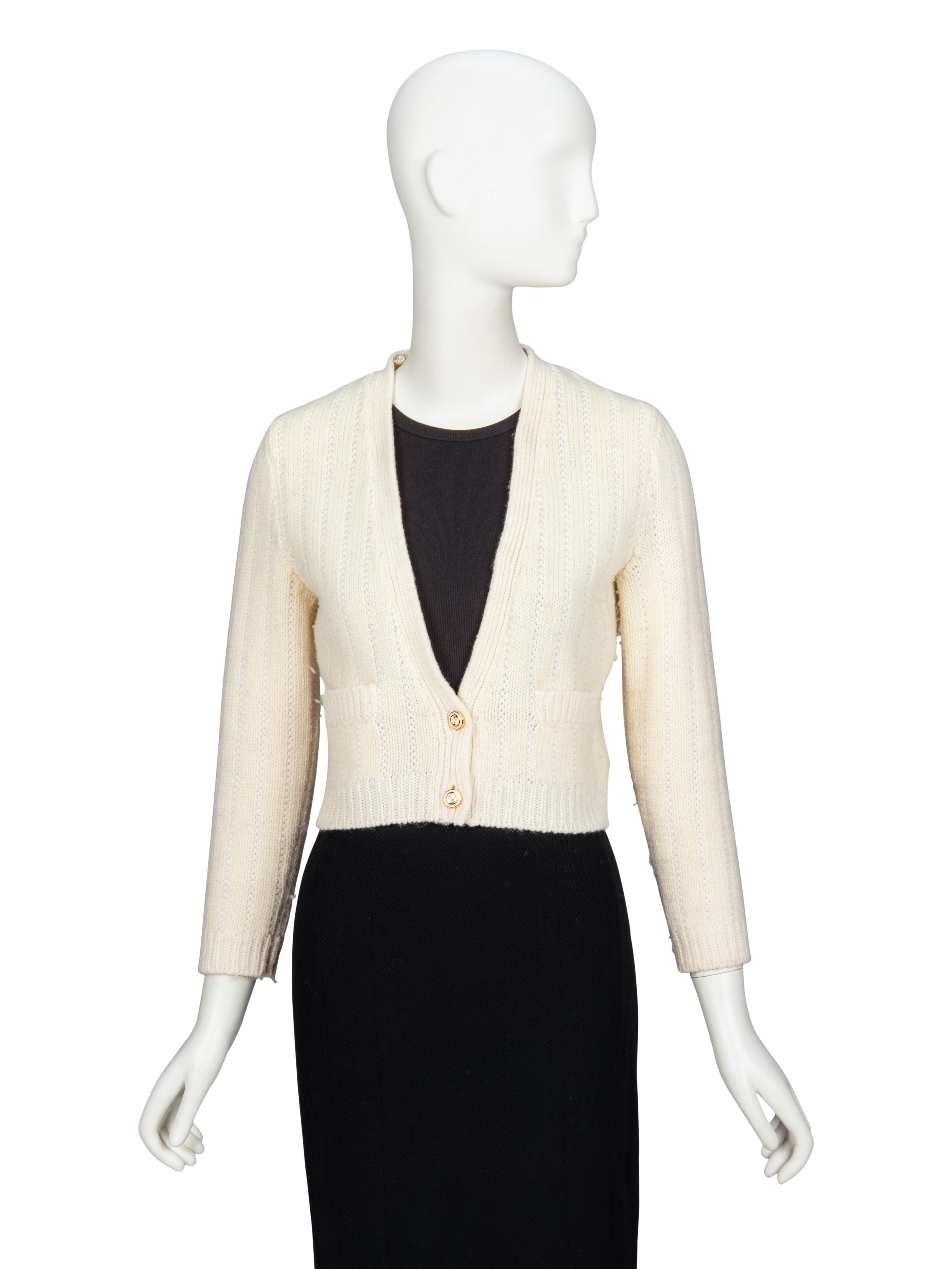 GUCCI, FAUX FUR-COLLAR CROPPED CARDGIAN