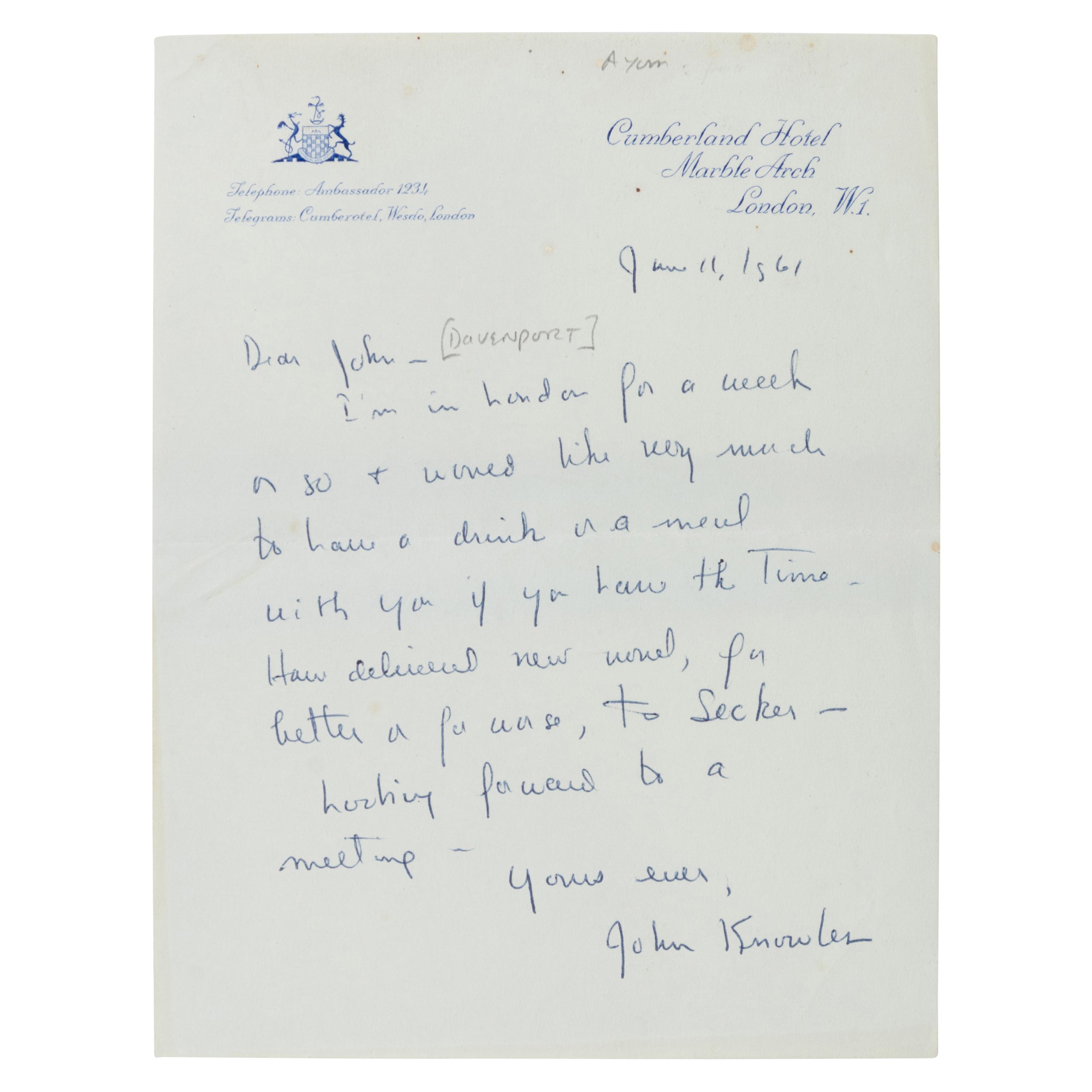Knowles, John (1926-2001). A Separate Peace . London: Secker & Warburg, 1959.