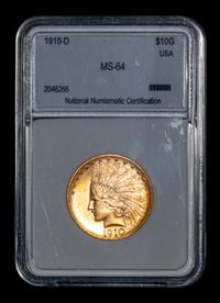 A 1910-D Indian Head $10 Gold Coin