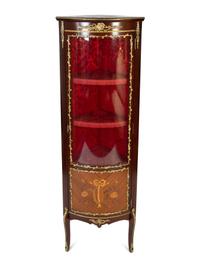A Louis XV Style Gilt Metal Mounted Marquetry Corner Vitrine — 20TH CENTURY